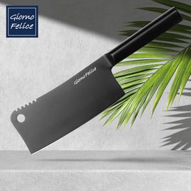 GIORNO FELICE Black Label Stainless Steel Chinese Cleaver GF-CCB Lightweight Non-Stick Kitchen Knife with Fish Scaler Blade